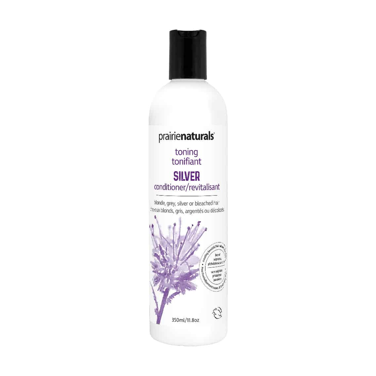 Prairie Naturals Natural Conditioner, Paraben-Free with Silk Amino Acids and Botanicals, 8 Formulas incl. Tea Tree, Argan, Volumizing and Silver Toning, 350ml - Silver Toning (Purple)