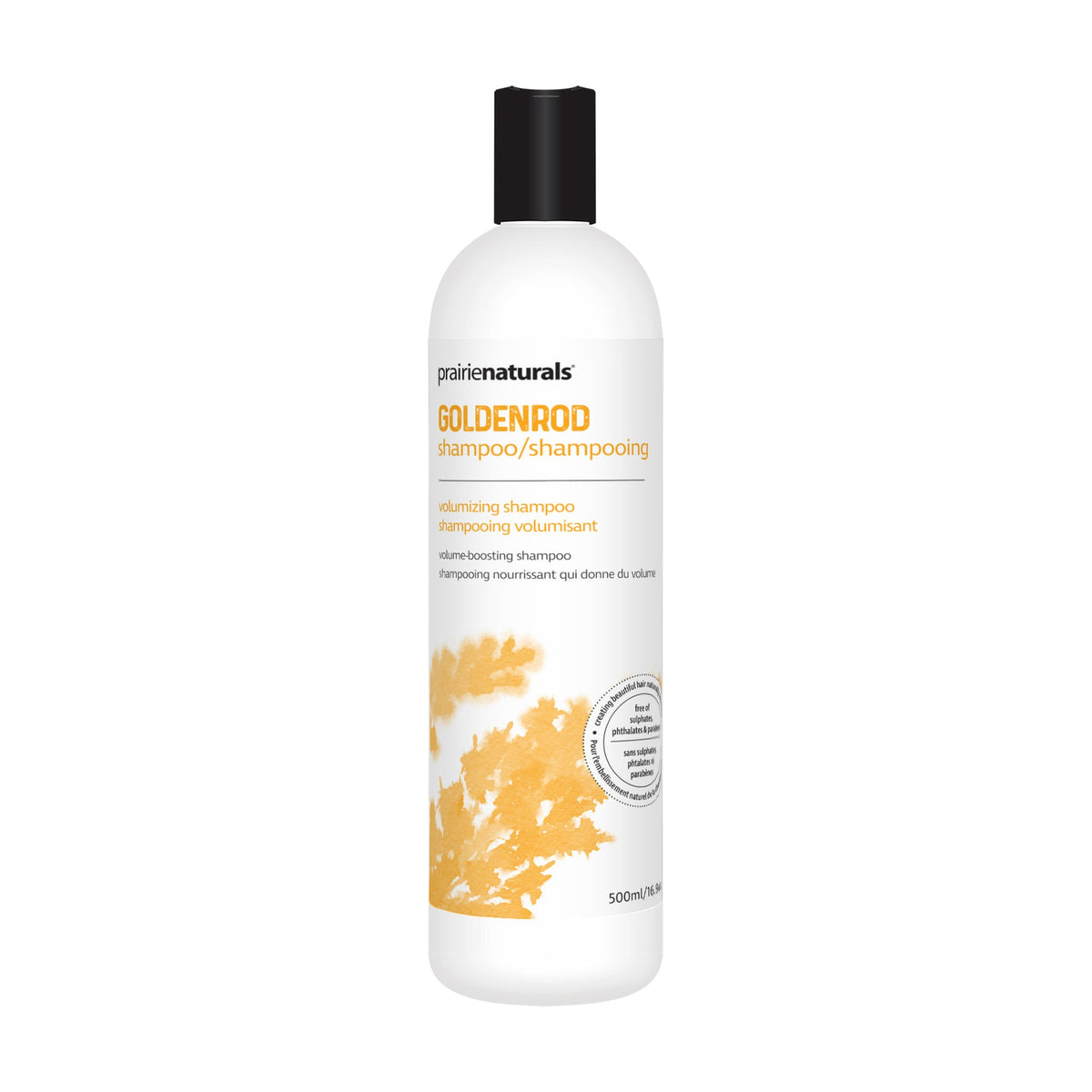 Prairie Naturals Natural Shampoo, Paraben-Free with Silk Amino Acids and Botanicals, 8 Formulas incl. Tea Tree, Argan, Volumizing and Silver Toning, 500ml - Goldenrod (Volumizing)