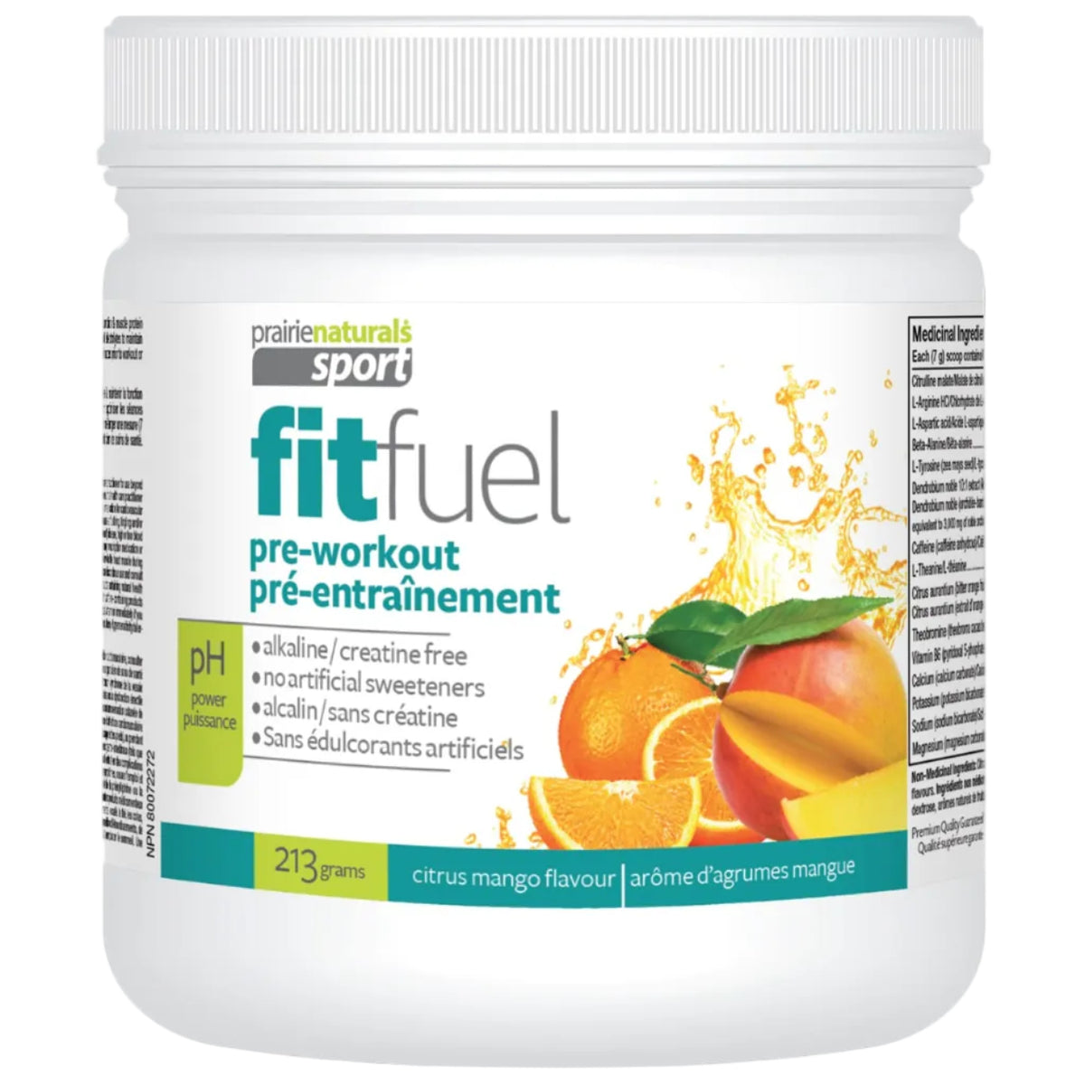 Citrus Mango 213g | Prairie Naturals Fit Fuel Pre-Workout Citrus Mango 213g