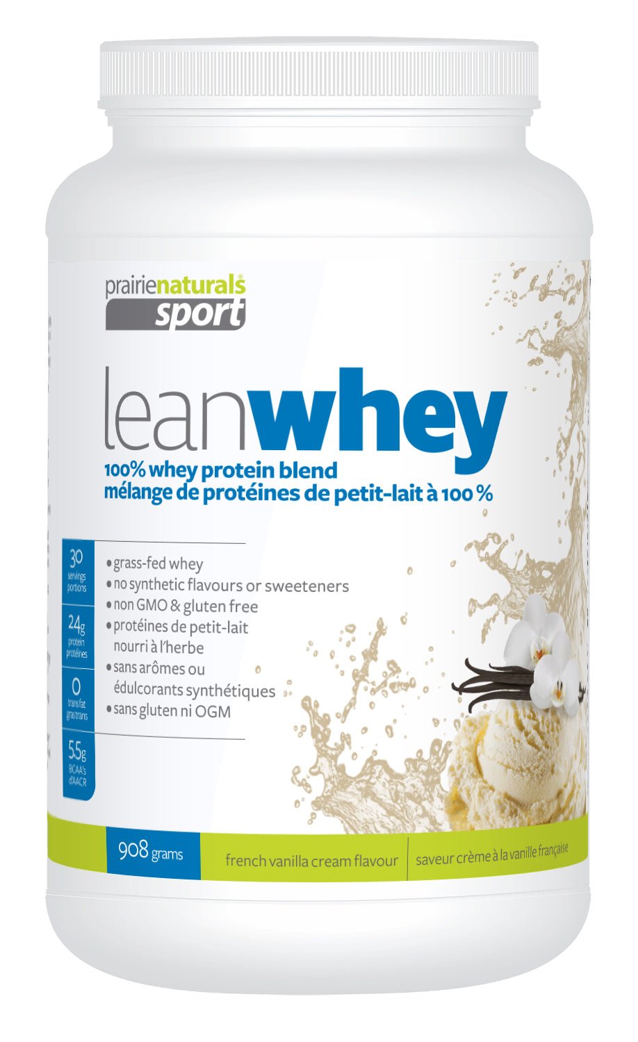 French Vanilla 908g | Prairie Naturals Lean Whey Protein Powder French Vanilla 908g
