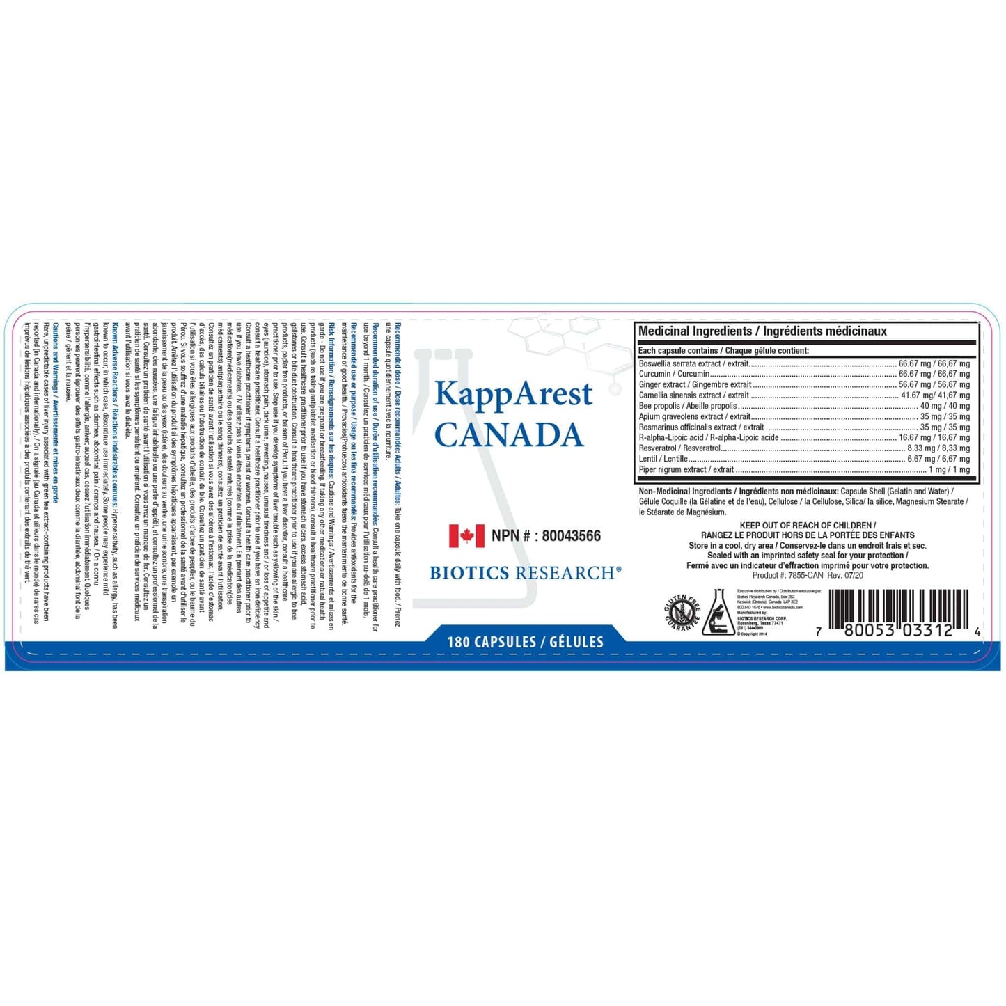 180 Capsules | Biotics Research KappArest