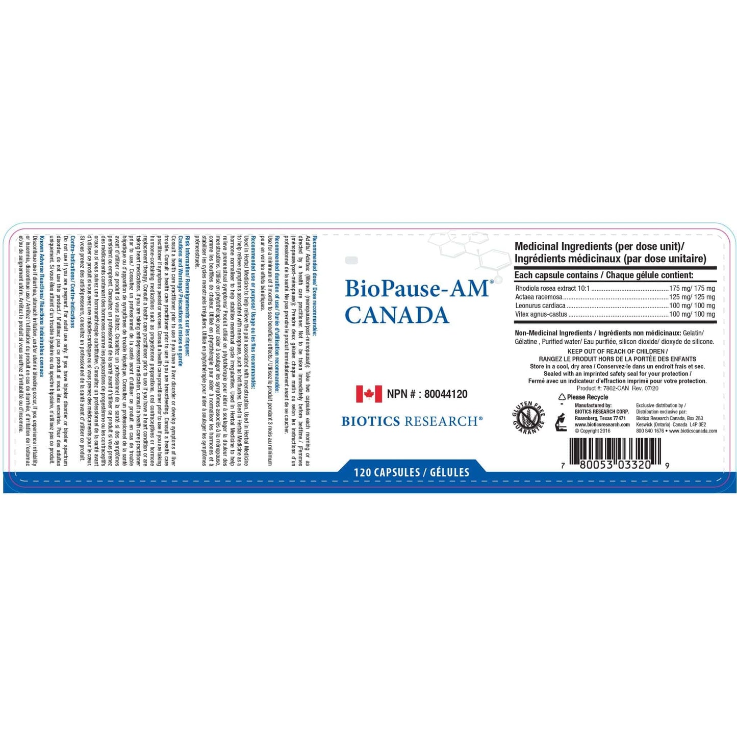 120 Capsules | Biotics Research BioPause-AM