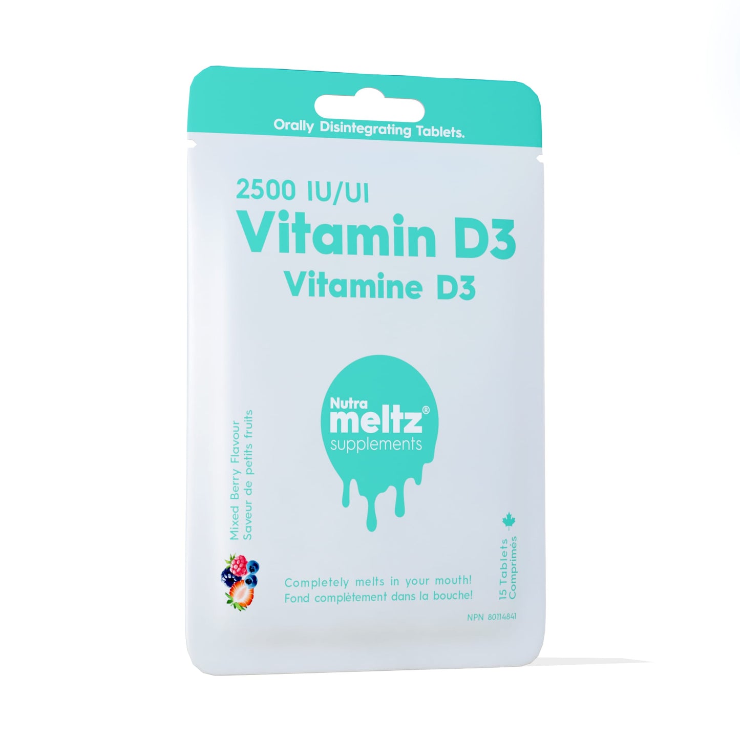 Case of 12 x 15 Tablets | Nutrameltz Vitamin D3 2500 IU Case of 12 x 15 Tablets