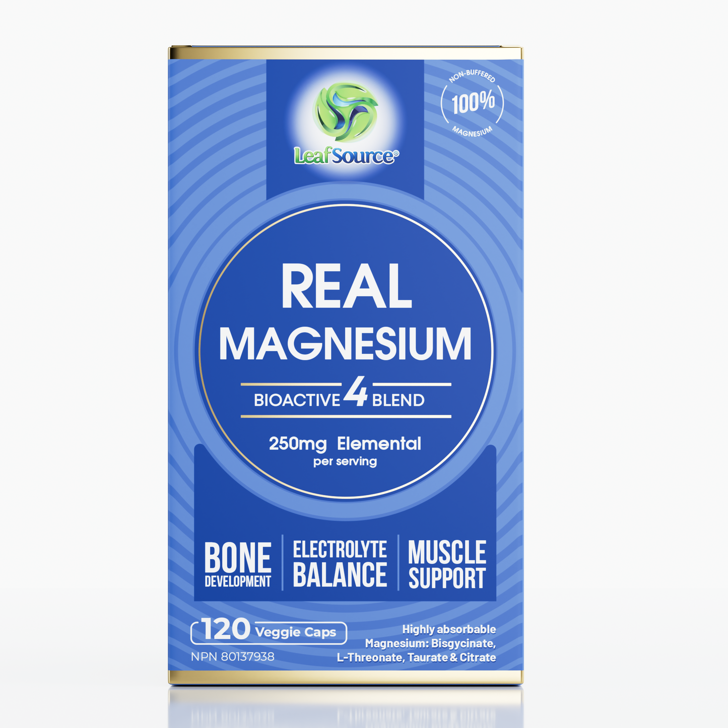 120 Vegetable Capsules | LeafSource Real Magnesium Bio-Active 120 Vegetable Capsules bottle