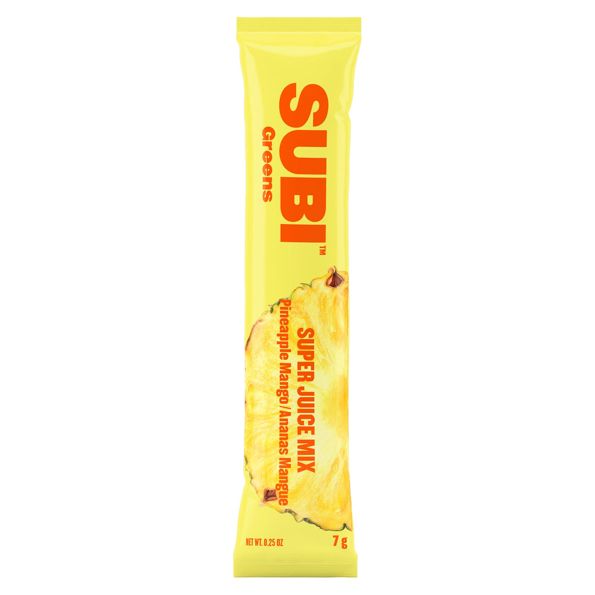 SUBI Super Juice Greens Single-Serve Sticks, Fruit and Vegetable Superfood Powder, Original, Peach or Pineapple Mango, Box of 20 - Pineapple Mango (20 x 7g)