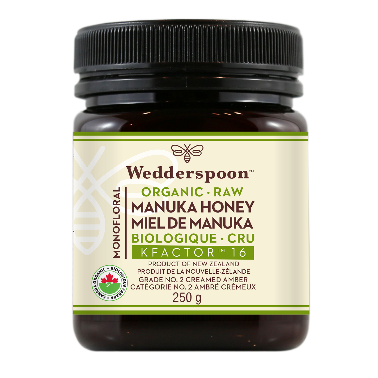 Wedderspoon Organic Raw Manuka Honey KFactor 16 250g