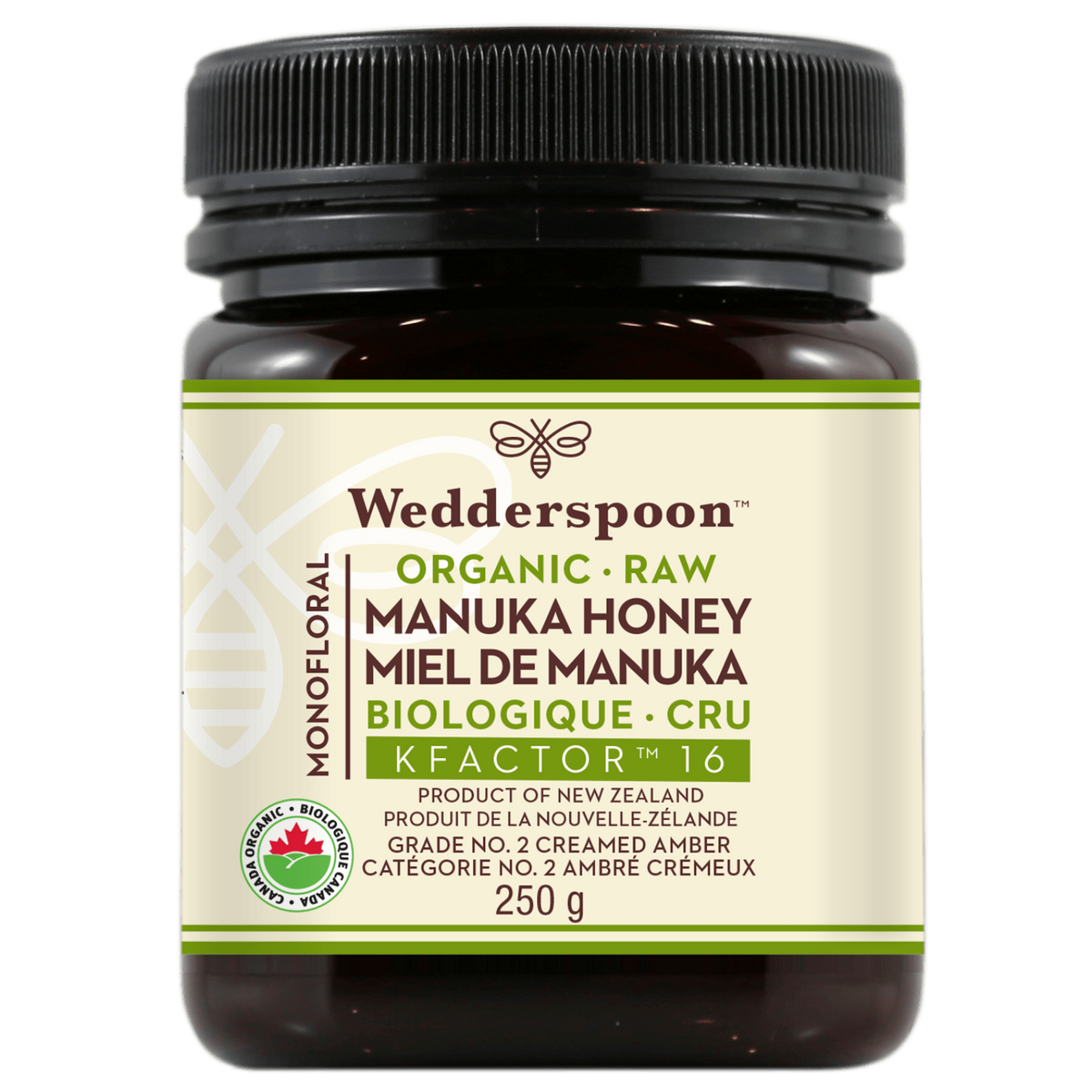 Wedderspoon Organic Raw Manuka Honey KFactor 16 250g