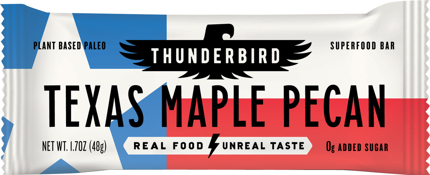 Thunderbird Real Food Bar Texas Maple Pecan box of 12