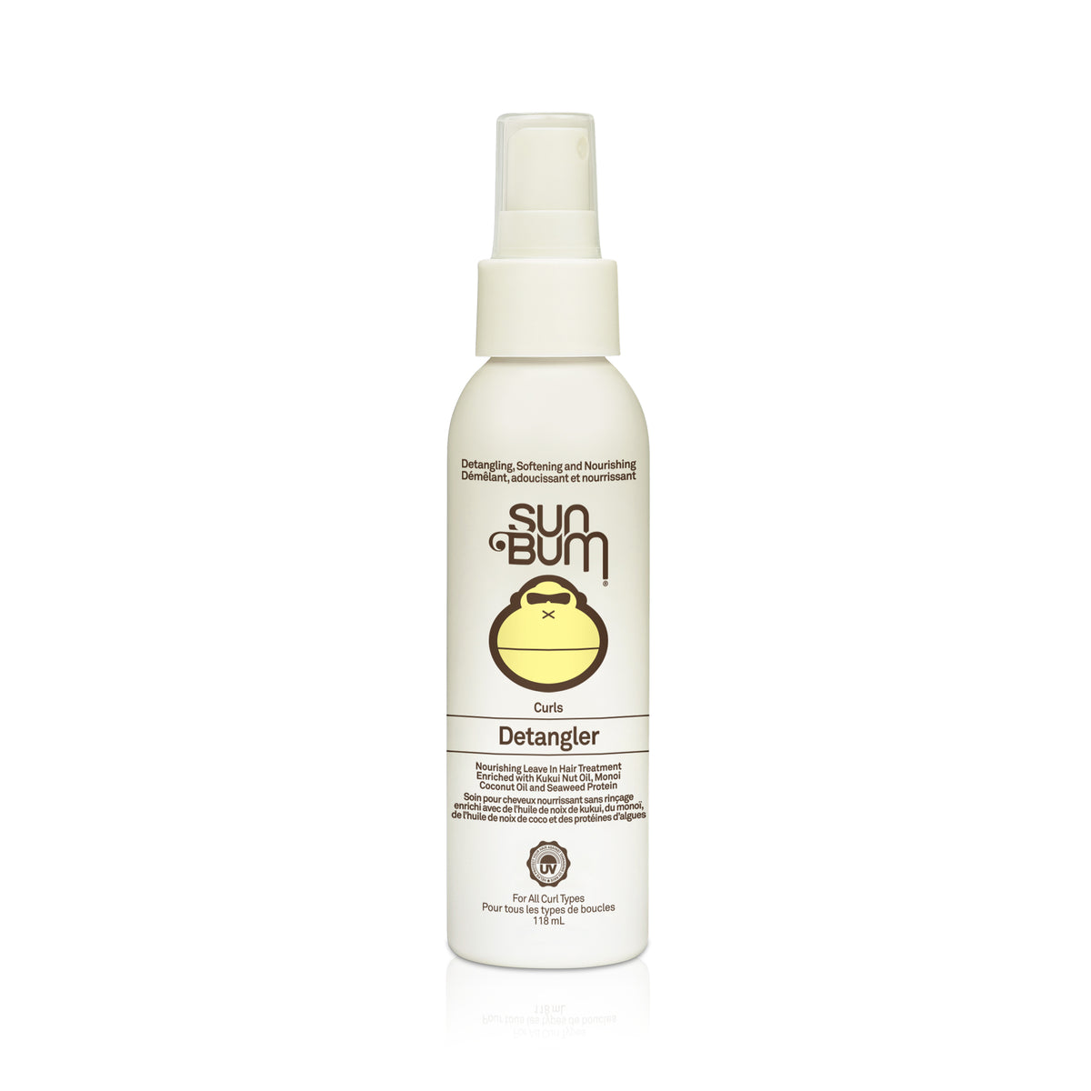 Sun Bum Curls Detangler Spray with Kukui Nut, Monoi Coconut Oil and Sea Kelp, Leave-In for Curly Hair, 118ml