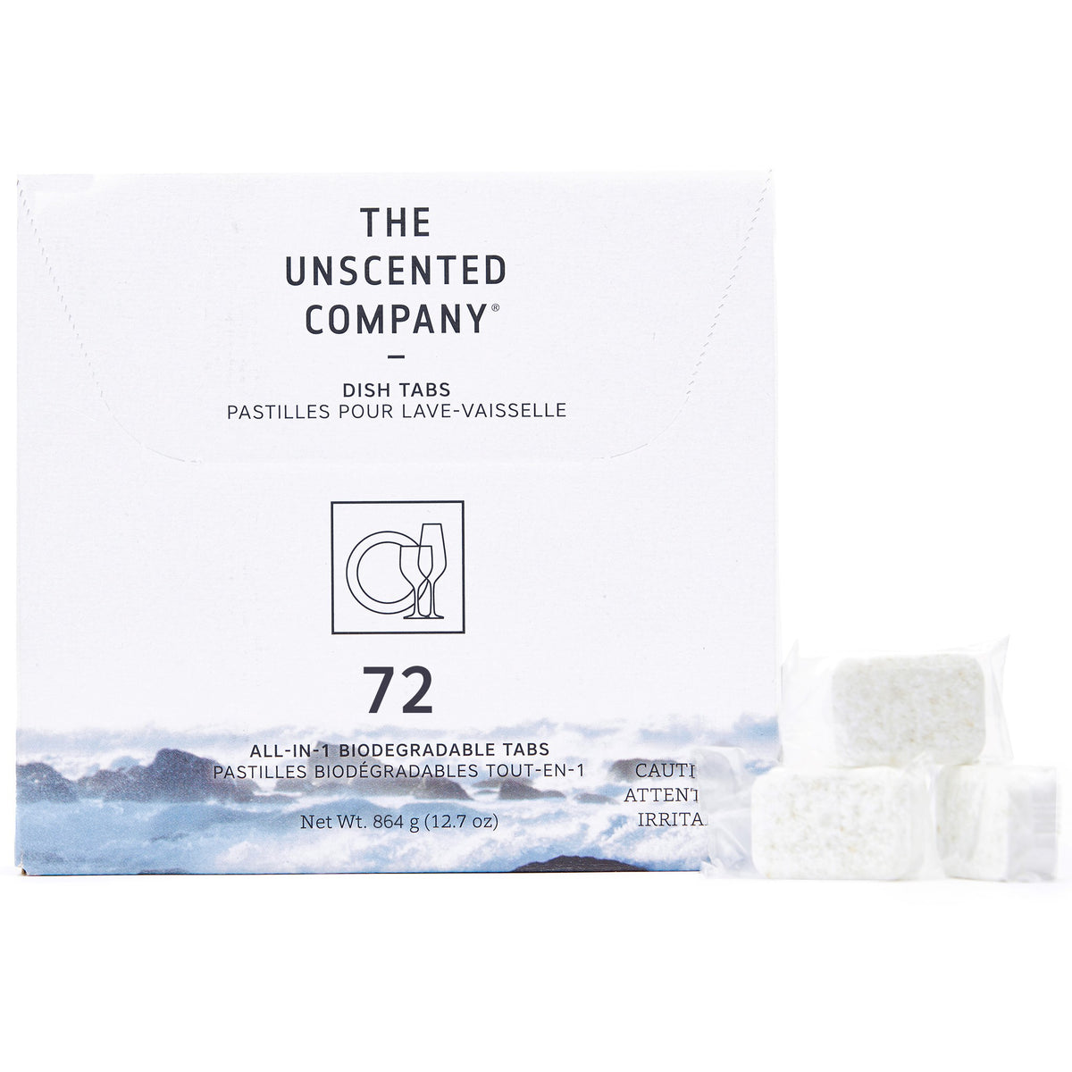 The Unscented Company Dish Tabs, Fragrance-Free and Dye-Free Dishwasher Detergent Tablets with Enzymes, Made in Canada, 72 Count