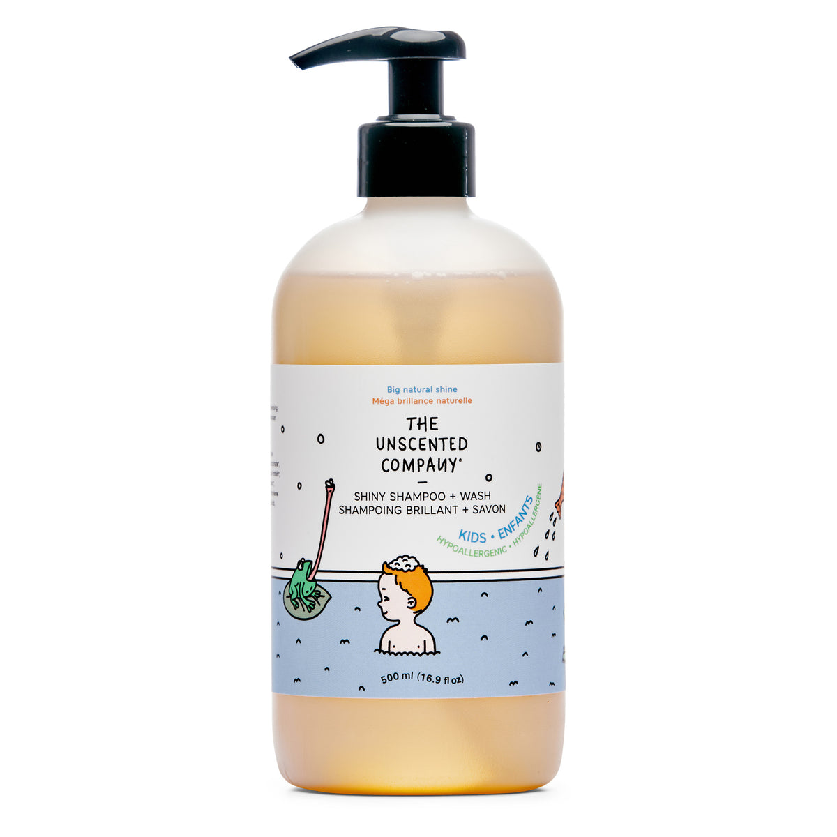 The Unscented Company Kids Shiny Shampoo and Wash, 2-in-1 Fragrance-Free Hair and Body Wash for Children, Made in Canada, 500ml