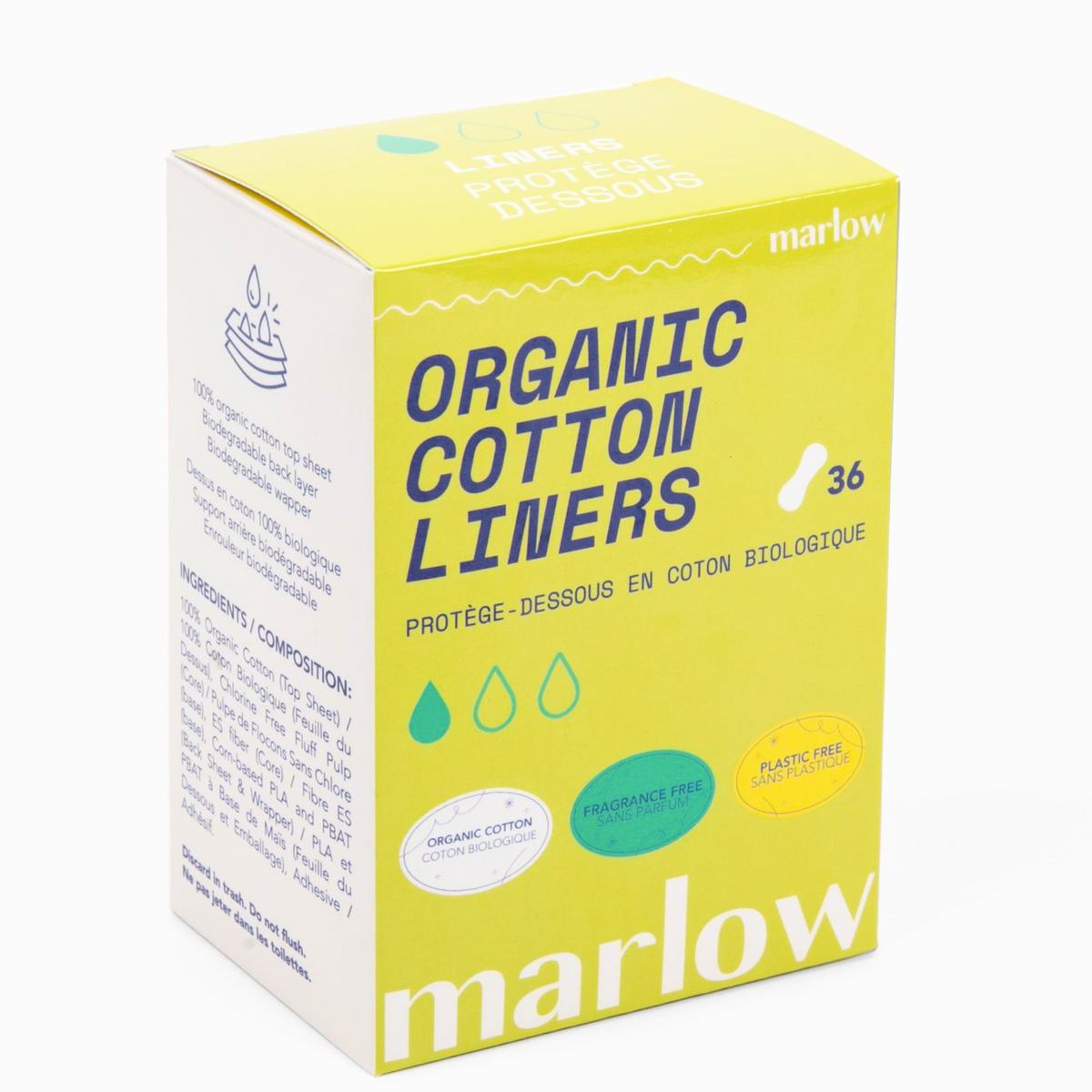 Marlow Organic Cotton Panty Liners, 72 Liners
