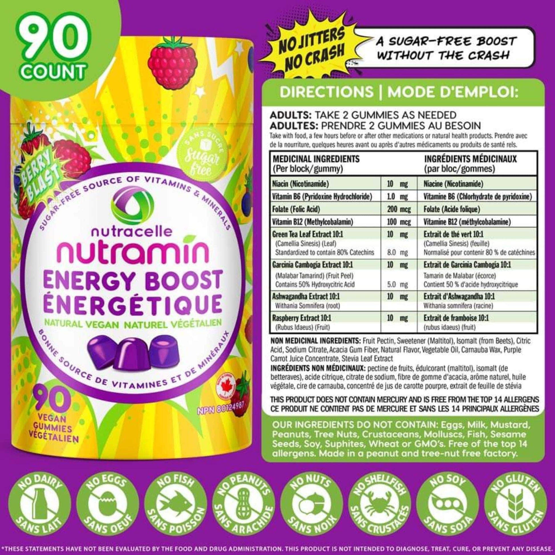 90 Vegan Gummies | Nutramin Energy Boost Vegan Gummies