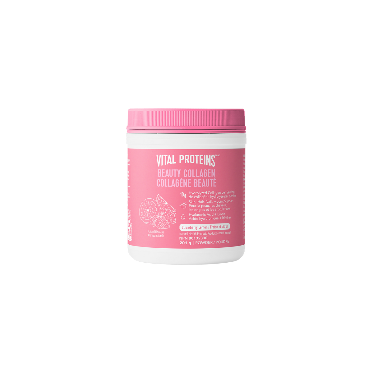 Vital Proteins Beauty Collagen Strawberry Lemon with Hyaluronic Acid, Biotin and Vitamin C, for Healthy Hair, Skin and Nails, 201g
