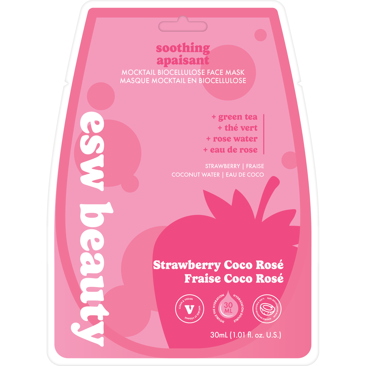 ESW Beauty Biocellulose Mocktail Mask, Strawberry Coco Rosé Soothing