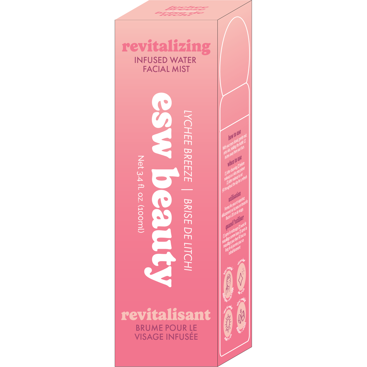 ESW Beauty Infused Water Facial Mist, Lychee Breeze Revitalizing
