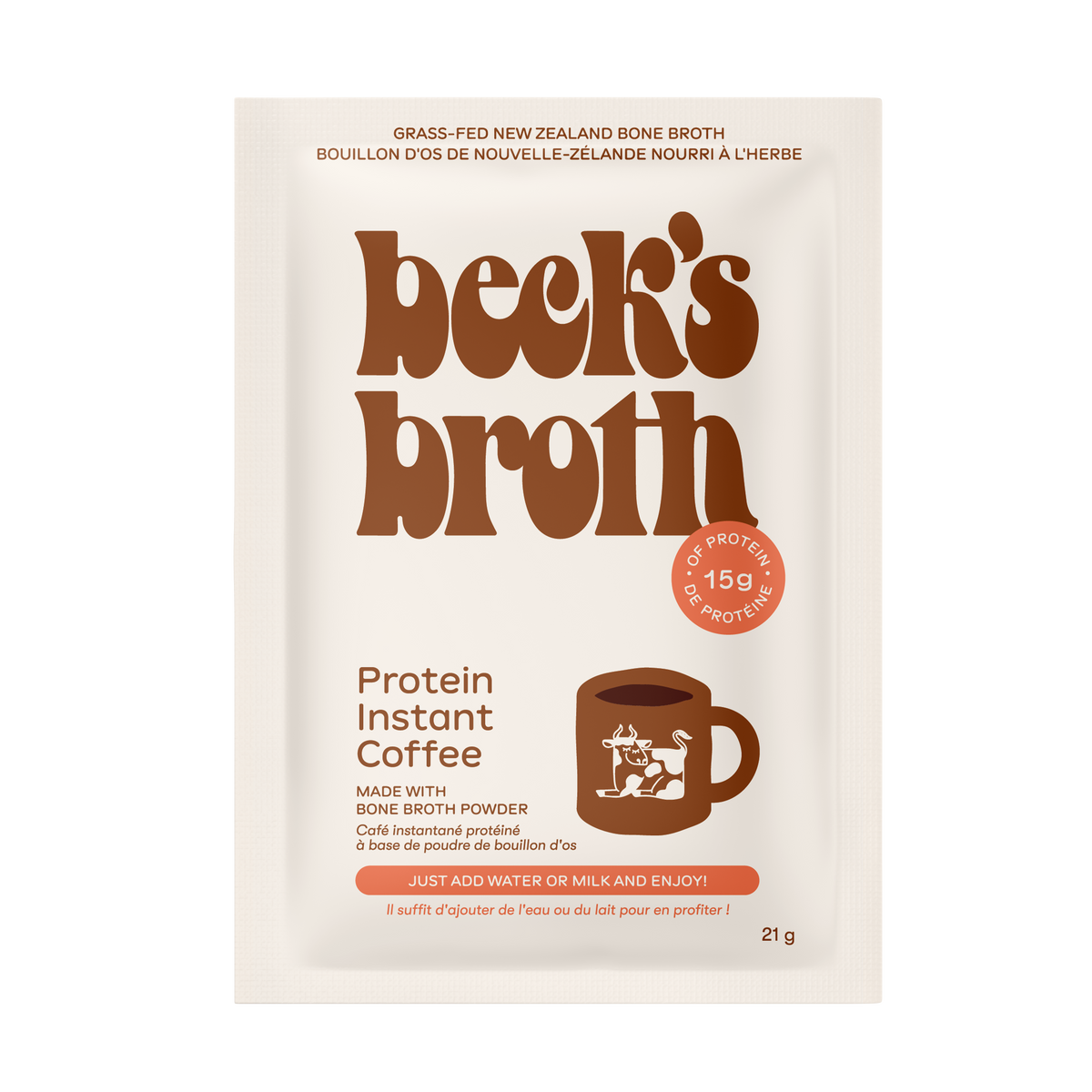 Beck's Broth Protein Instant Coffee - Case of 12 Sachets