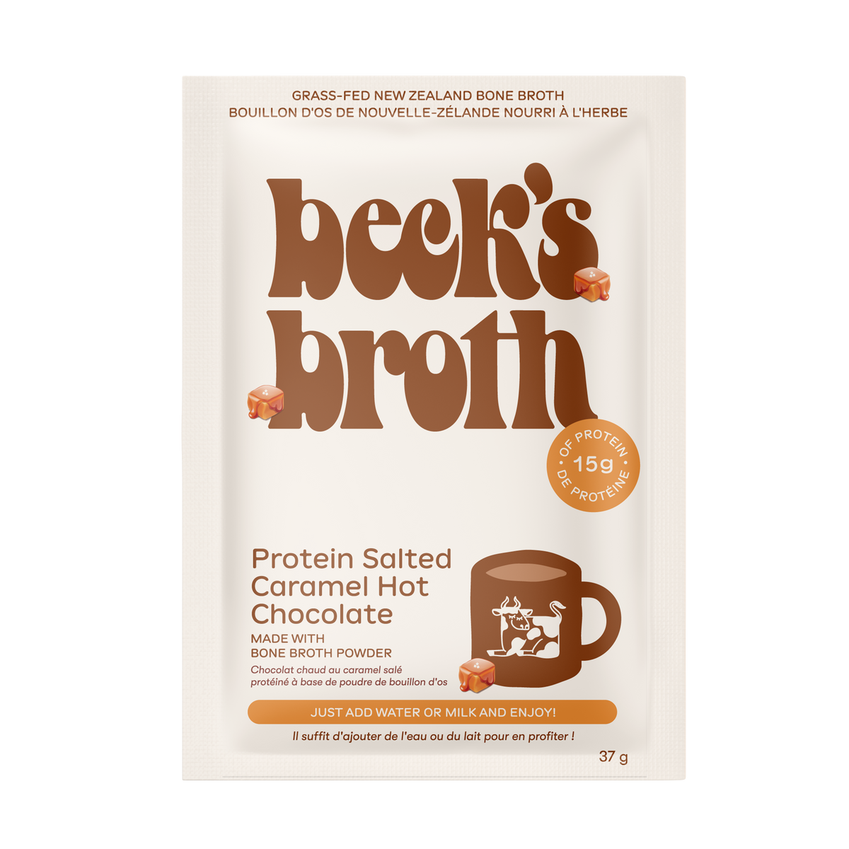 Beck's Broth Salted Caramel Hot Chocolate - Case of 12 Sachets