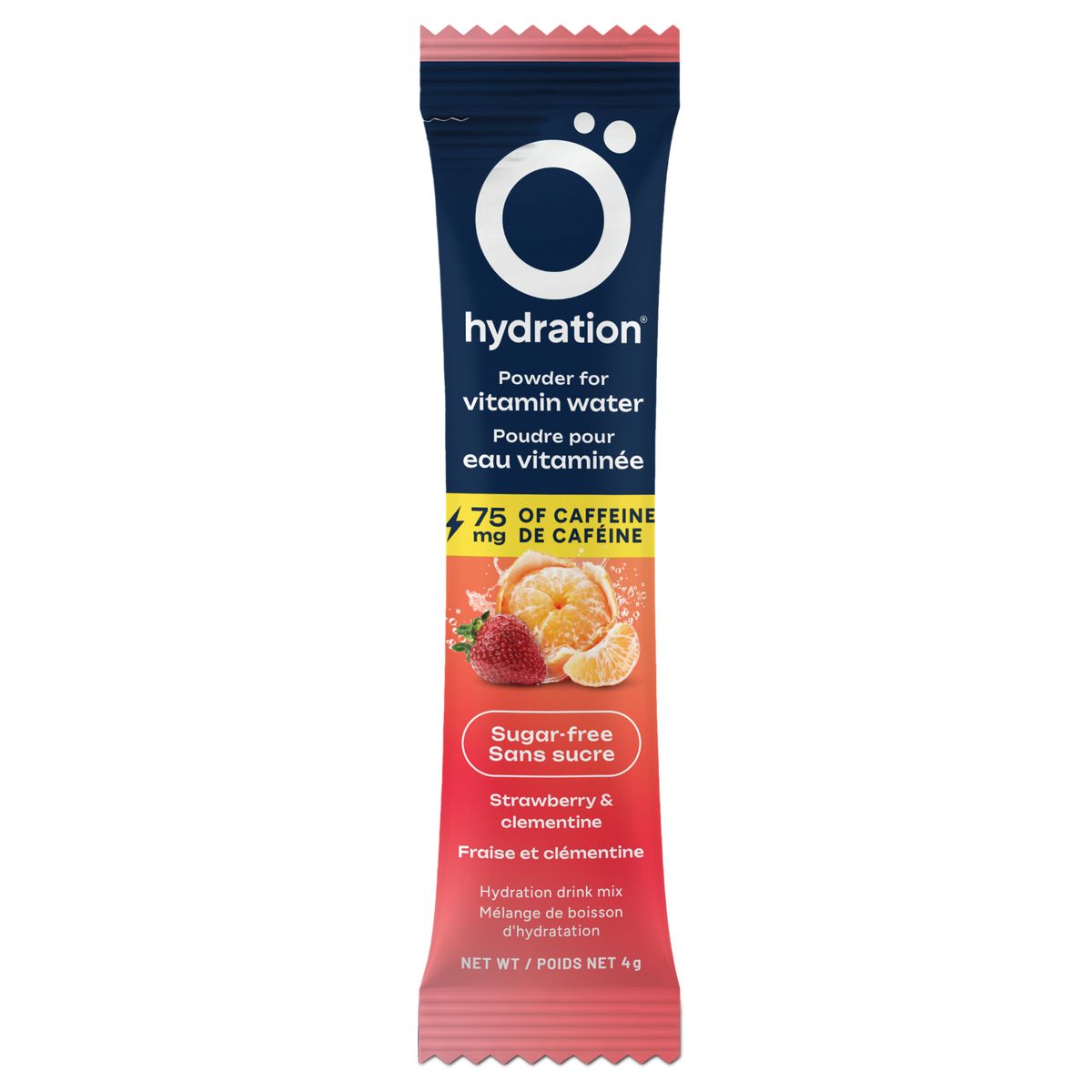 Ö Hydration Electrolyte + Caffeine Drink Mix Strawberry-Clementine, Case of 10 Stick Packs