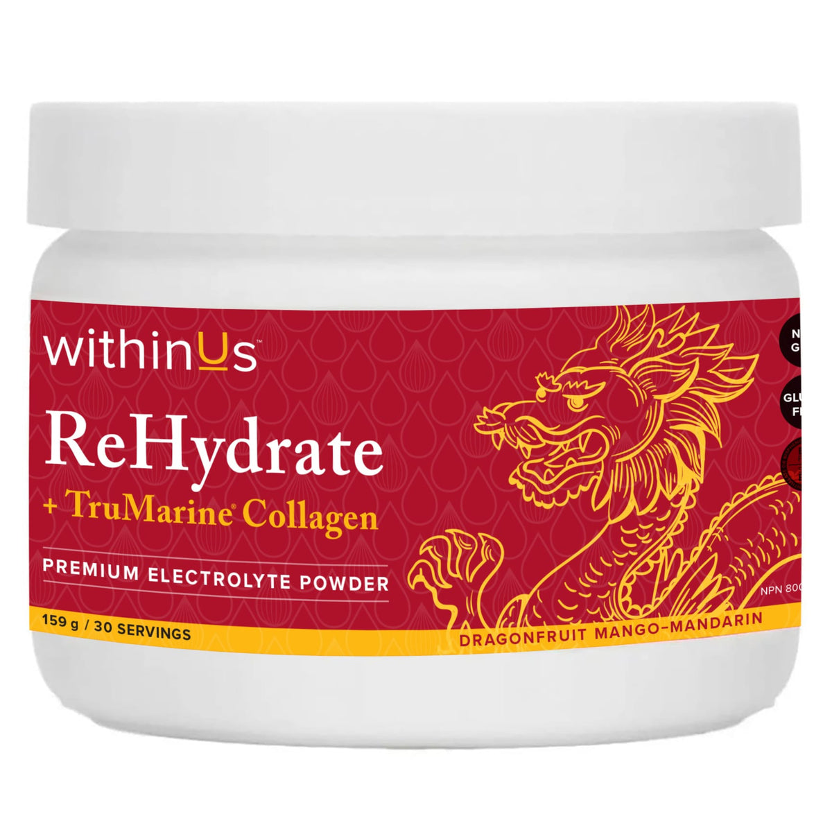 withinUs ReHydrate Collagen Dragonfruit Jar (20 Servings)
