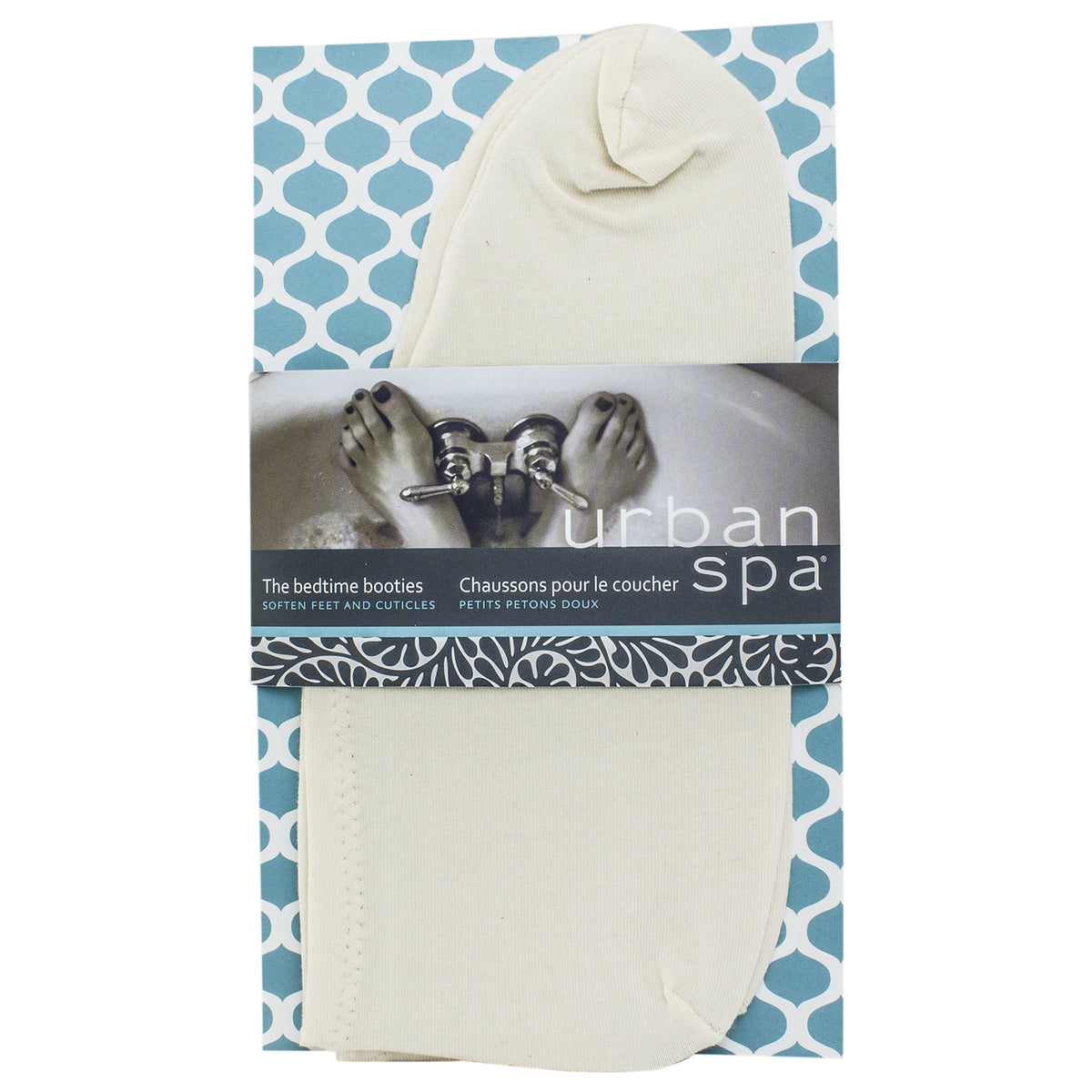 Urban Spa Bedtime Booties, Unbleached Cotton Moisturizing Socks for Overnight Foot Care