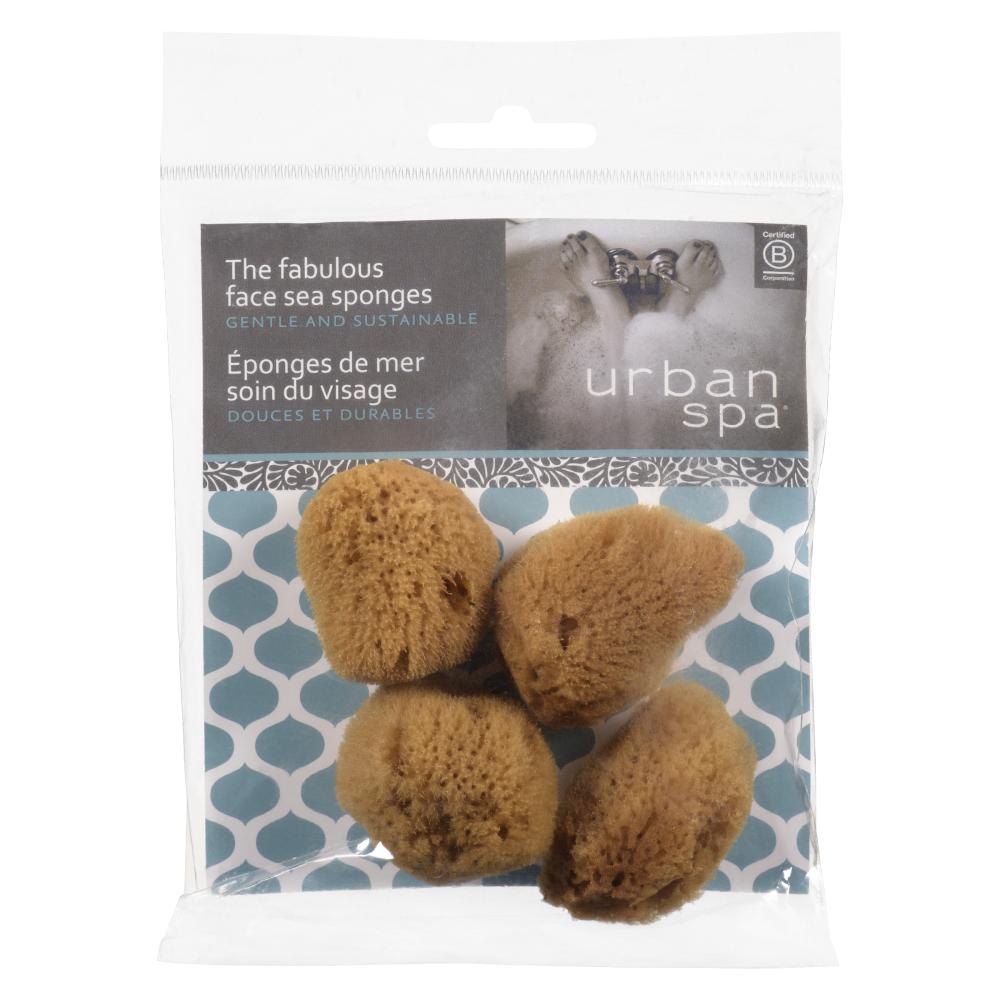 Urban Spa Fabulous Face Sea Sponges, Unbleached Natural Sea Sponges for Makeup and Face Washing, 4 Pack
