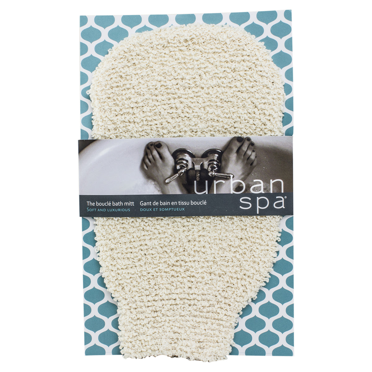Urban Spa Bouclé Bath Mitt, Soft Cotton Mitt with Gentle Exfoliating Nubs