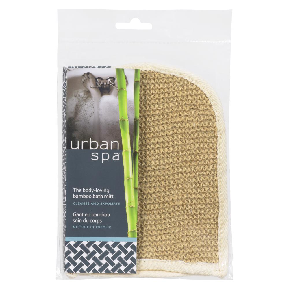Urban Spa Body-Loving Bath Mitt, Dual-Textured Bamboo and Jute Mitt for Cleansing and Exfoliating