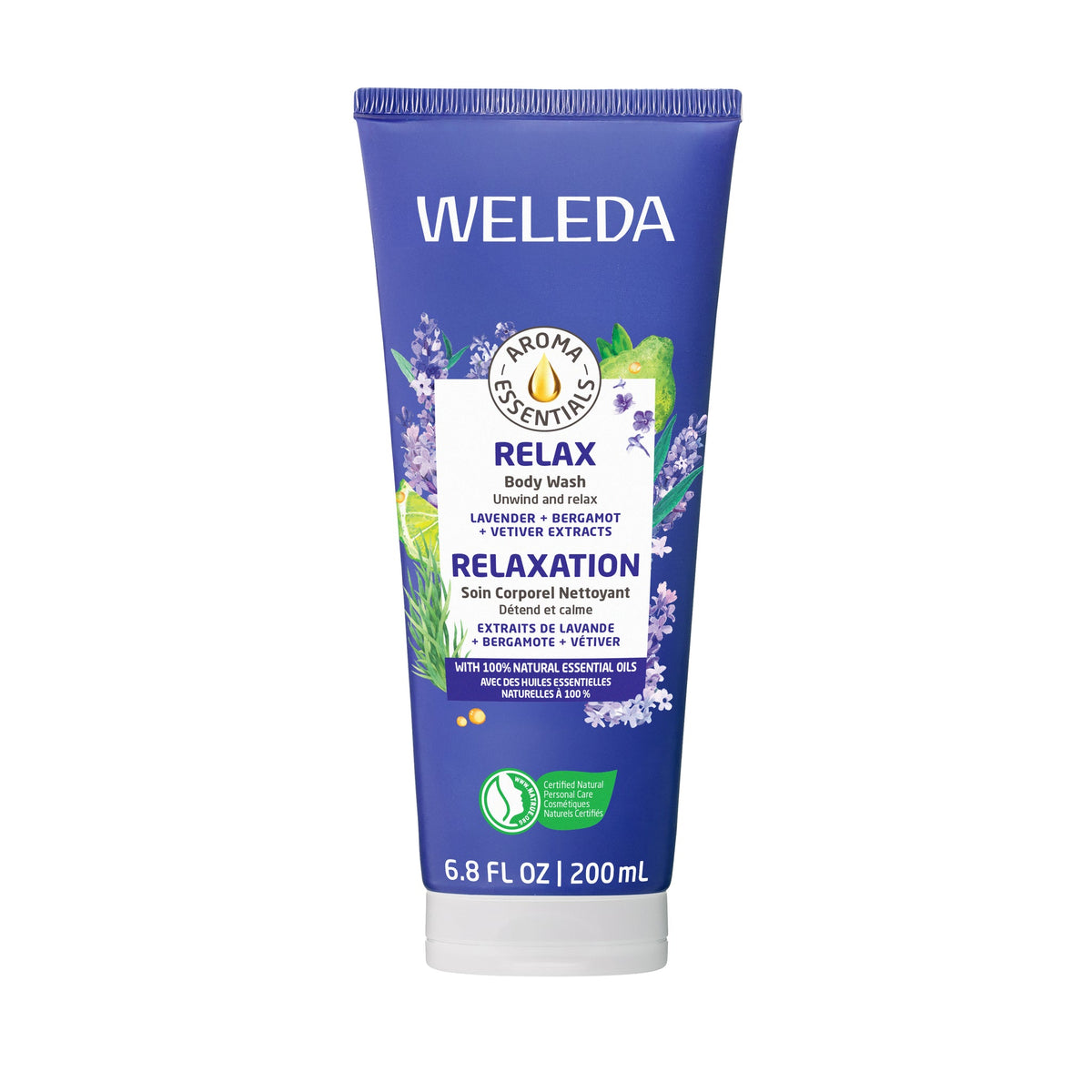 Weleda Body Wash in Pamper, Energy or Relax Scent, Gentle Shower Wash with Natural Essential Oils, 200ml - Relax