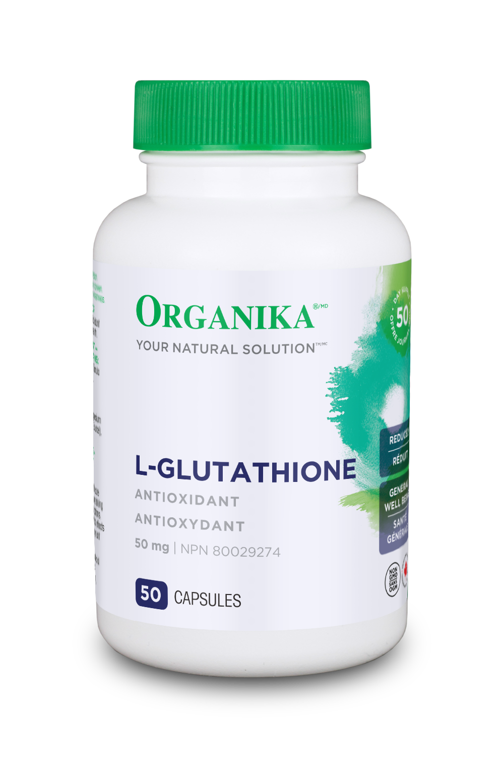 Organika L-Glutathione 50mg, Reduced, 100 Capsules