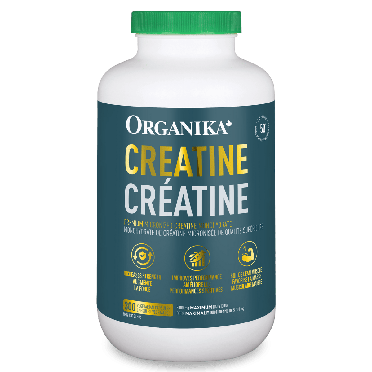 Organika Creatine Monohydrate Capsules, 300 Capsules