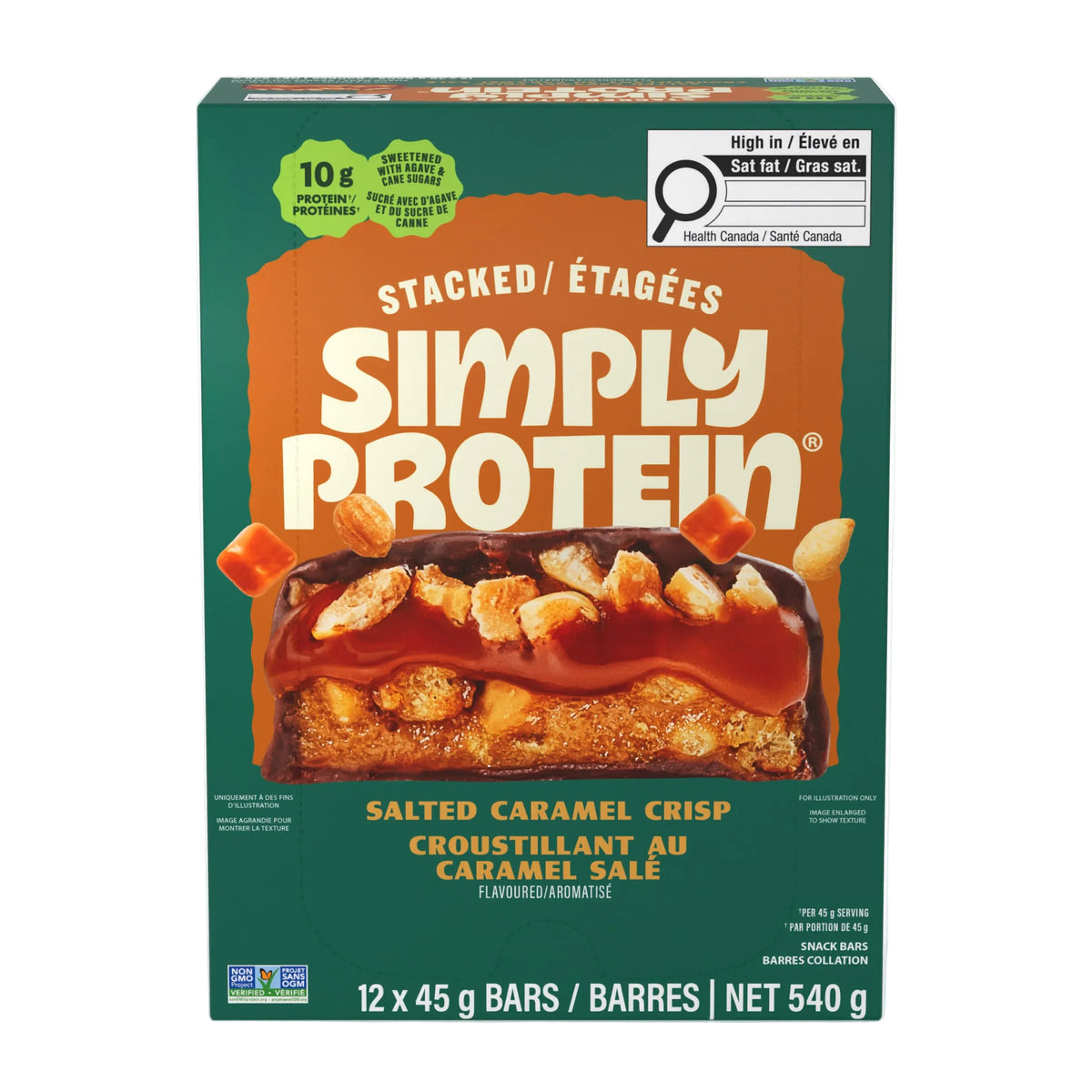 Salted Caramel Crisp Case of 12 (12 x 45g) | SimplyProtein Stacked Bars 45g Salted Caramel Crisp