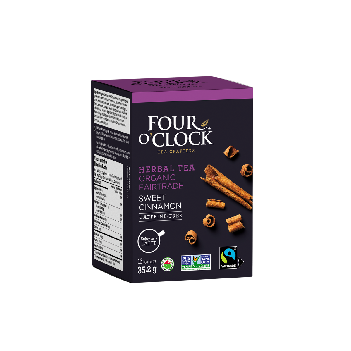 Four O'Clock Sweet Cinnamon Spice Organic Herbal Tea, 16 tea bags