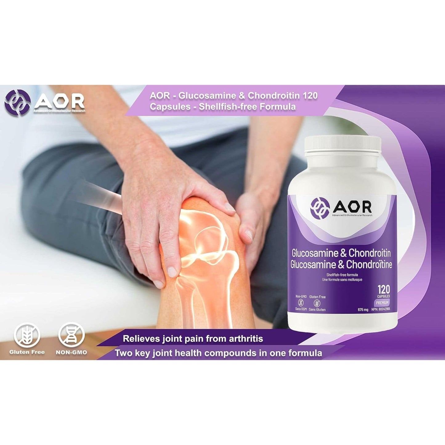240 Capsules | AOR Glucosamine and Chondroitin 675 mg // Features