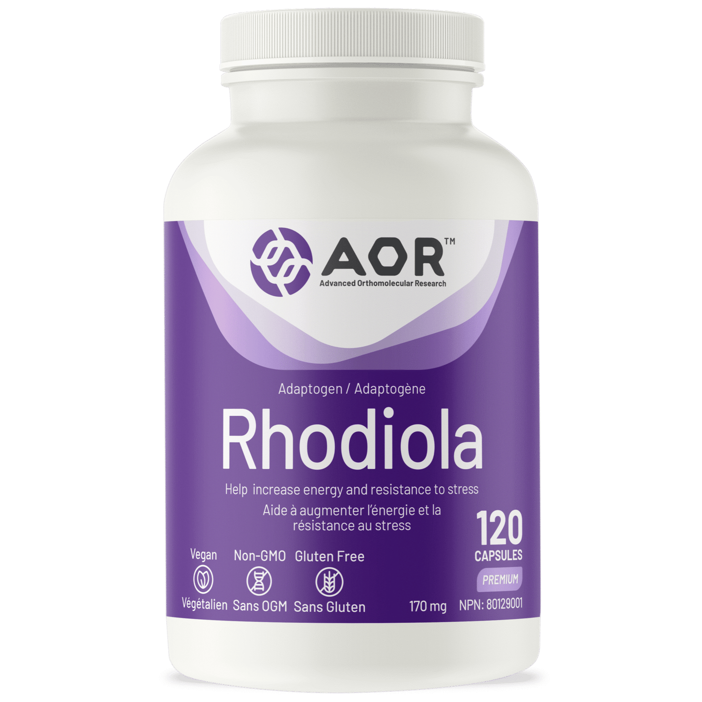 AOR Rhodiola 170mg, Promotes Calm, Focus, and Energy for Busy Days, 60-120 Vegetable Capsules