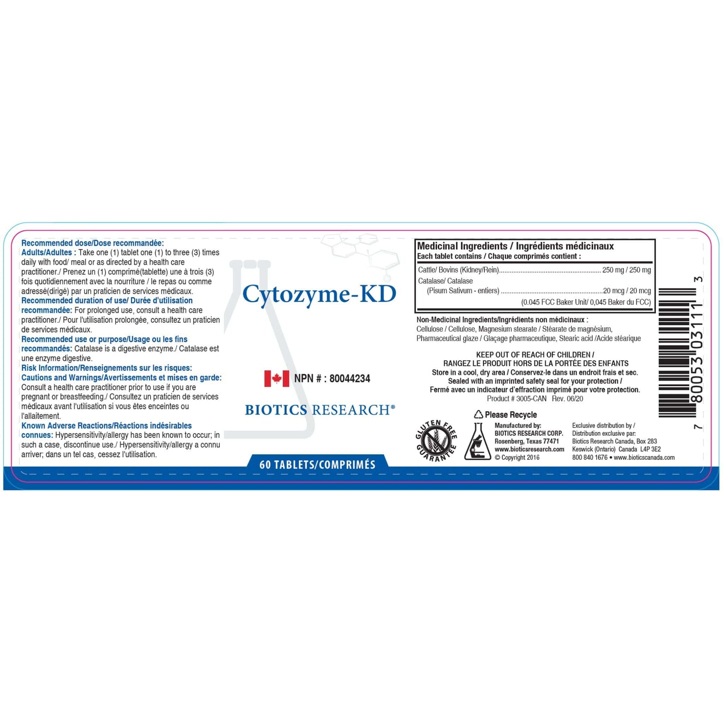 60 Tablets | Biotics Research Cytozyme-KD