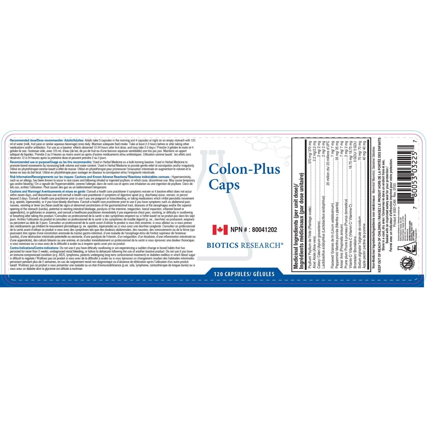 120 Capsules | Biotics Research Colon-Plus Caps