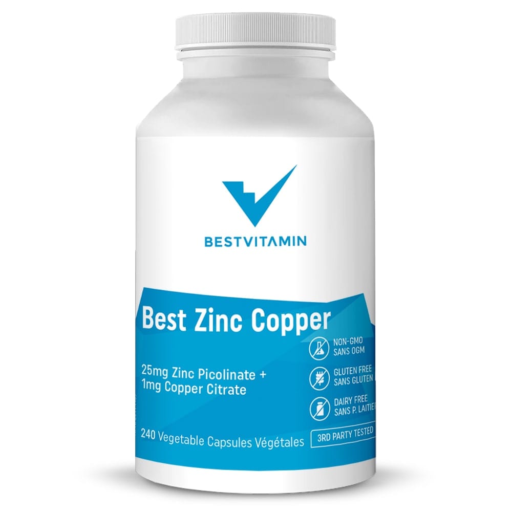 BestVitamin Best Zinc Copper 25mg + 1mg, Enhanced Absorption, Healthy Immune Function