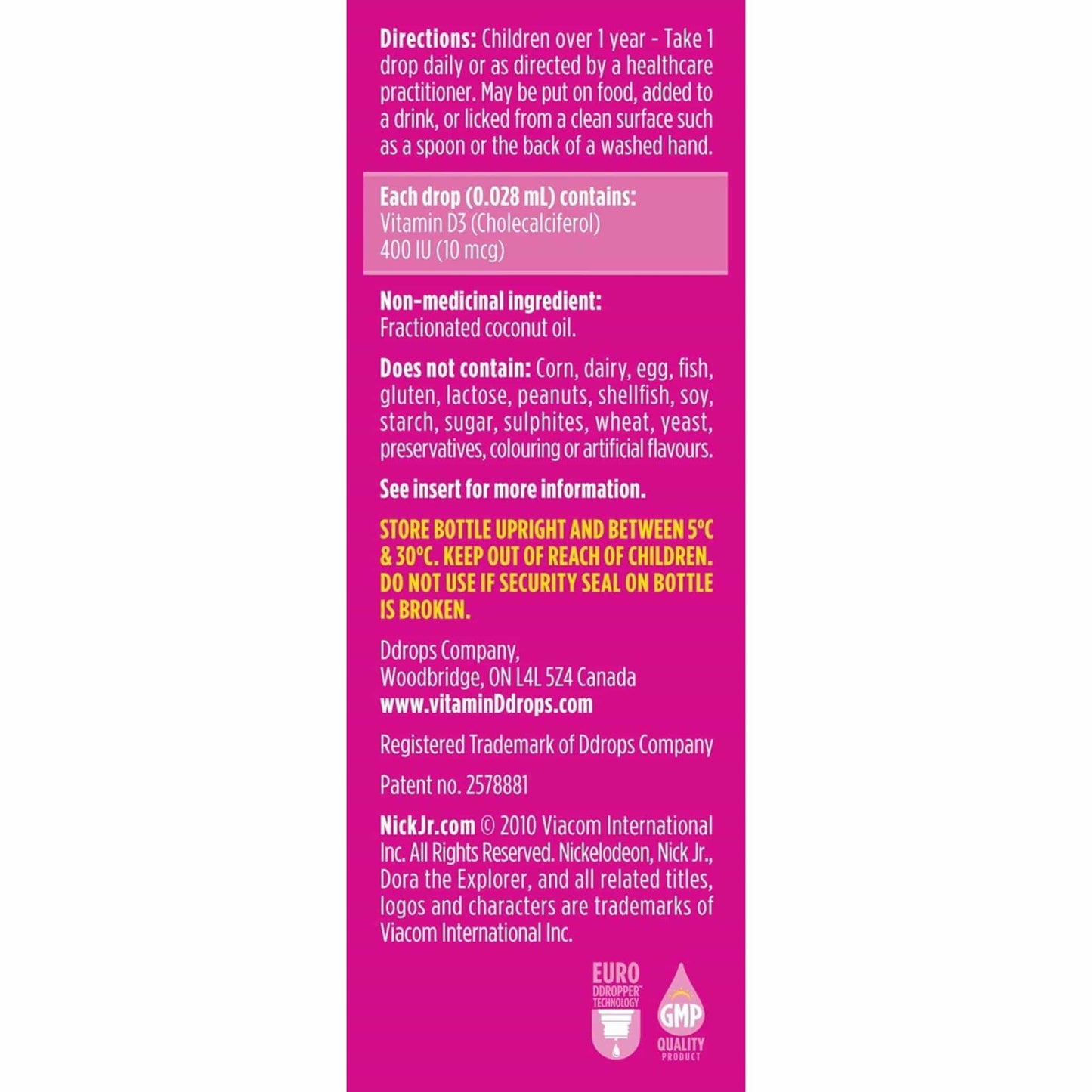 Ddrops Kids Dora the Explorer Liquid Vitamin D3