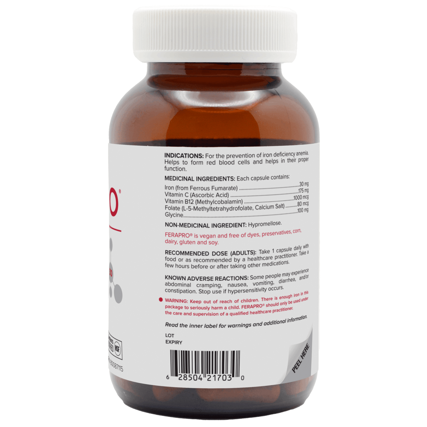 100 Vegetable Capsules | Replete Ferapro Capsules