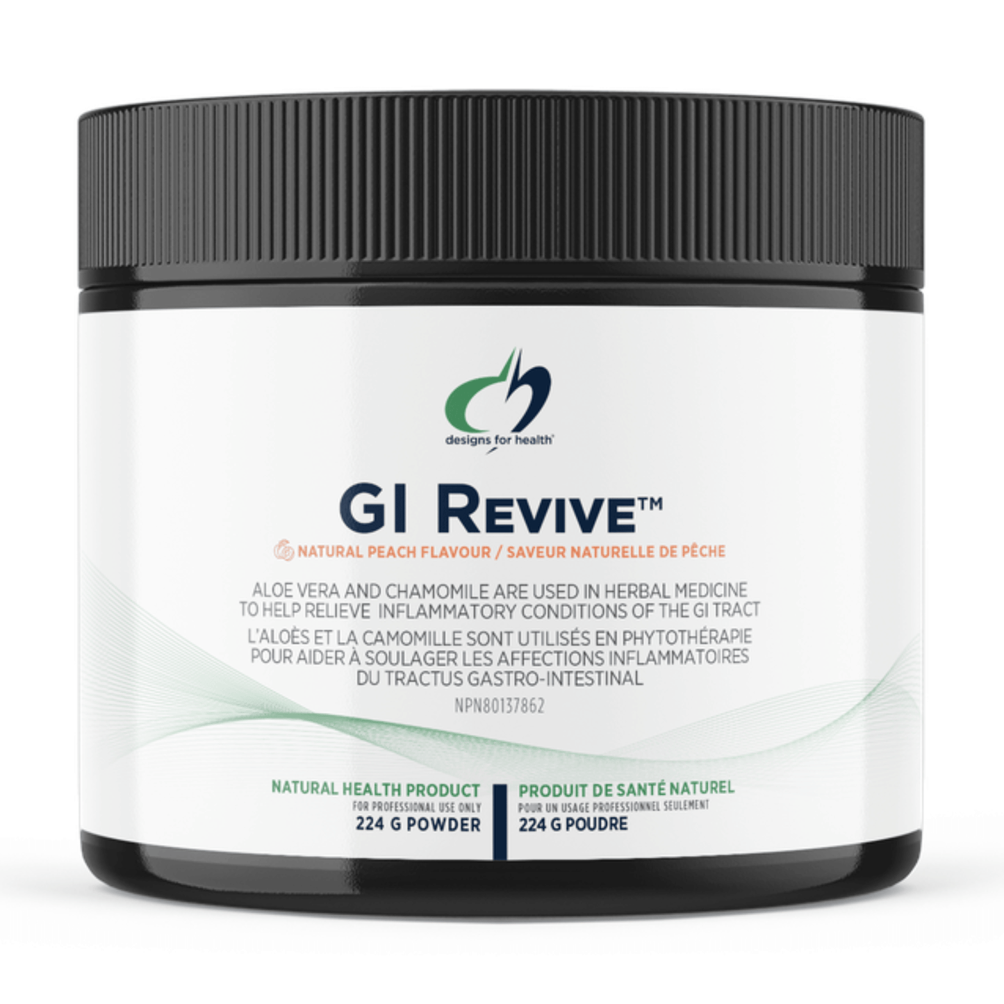 225g Natural Peach Flavour | Designs For Health GI-Revive Powder