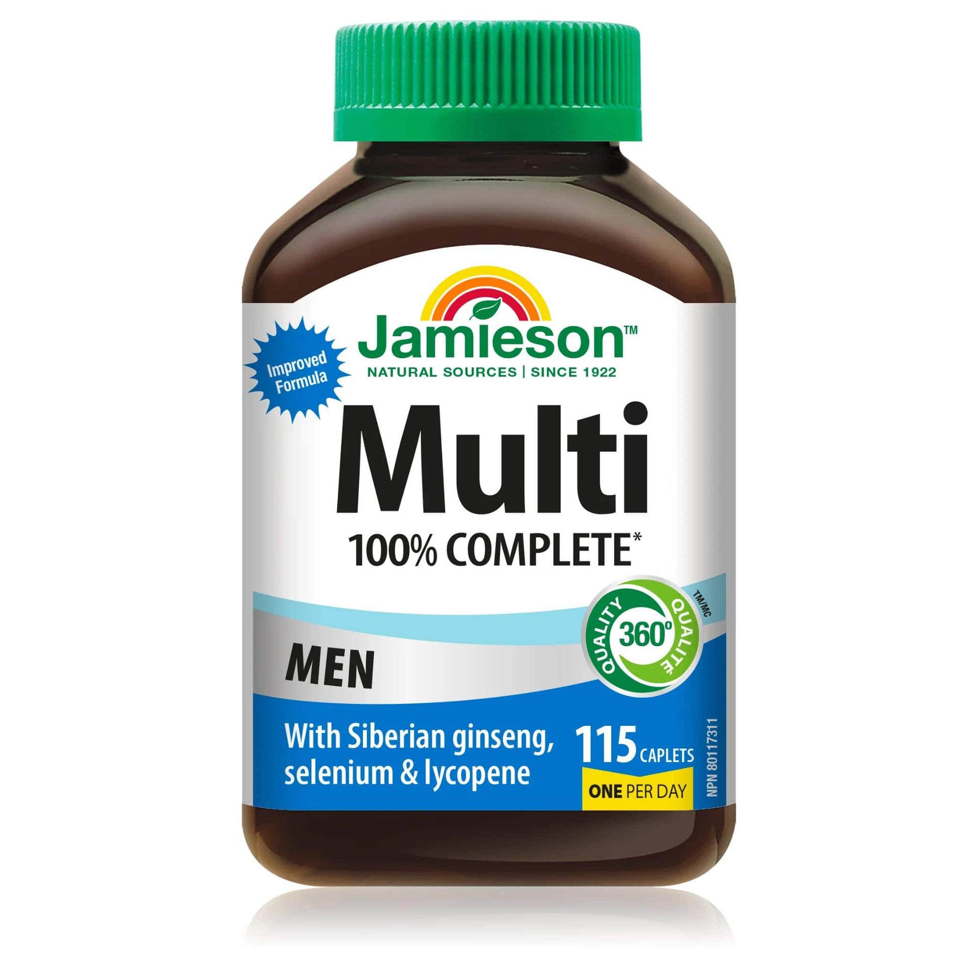 115 Caplets (New Formula) | Jamieson Multi 100% Complete Multivitamin for Men 