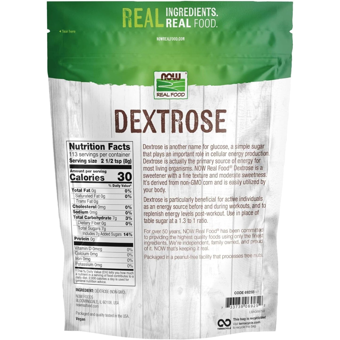 907g | NOW Real Food Dextrose Powder