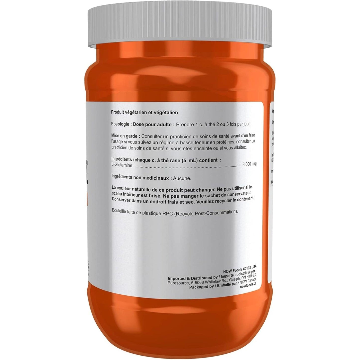 Unflavoured, 454g | NOW Sports L-Glutamine Powder Free Form. Amino Acids