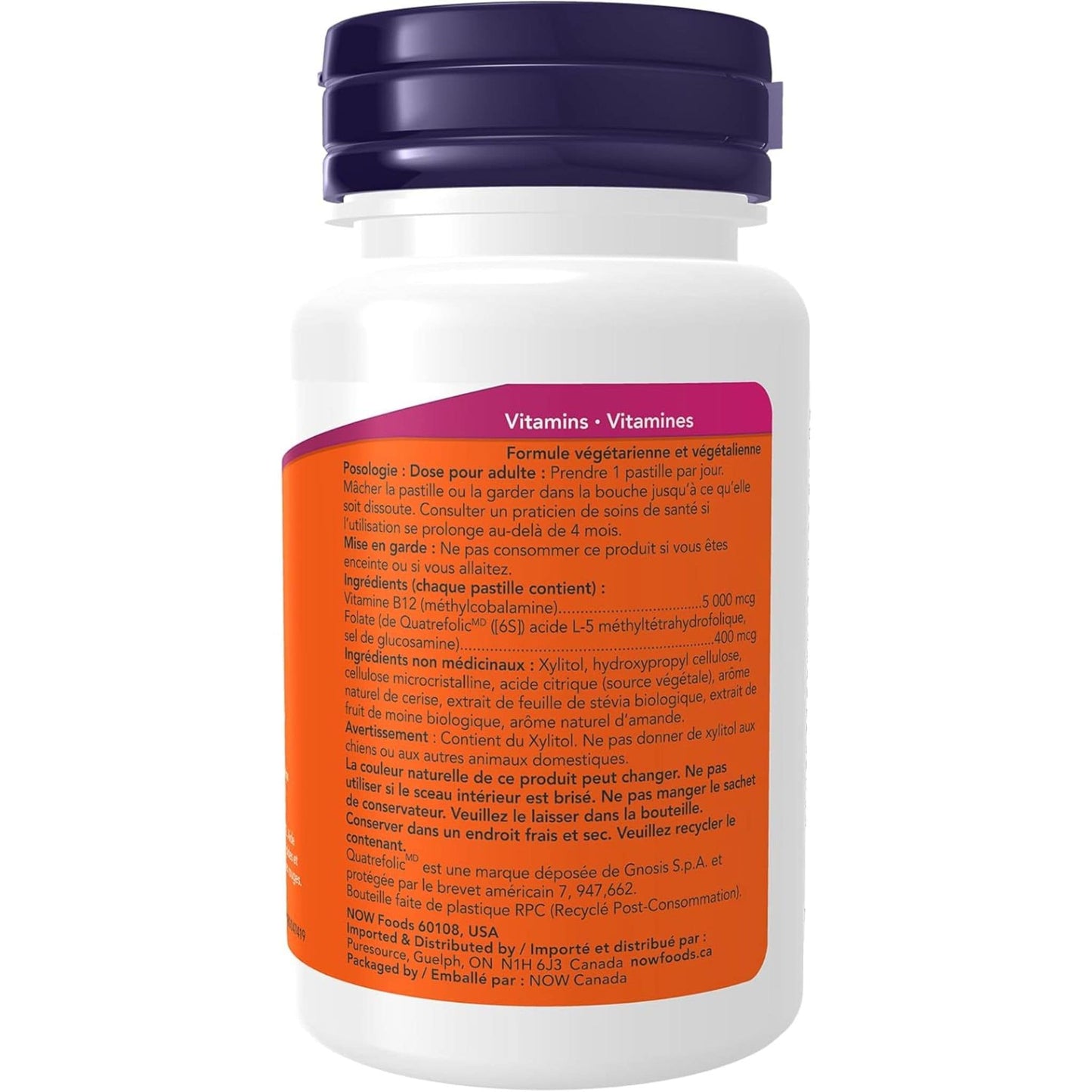 60 Lozenges | NOW B12 5000 mcg Methylcobalamin With Folate