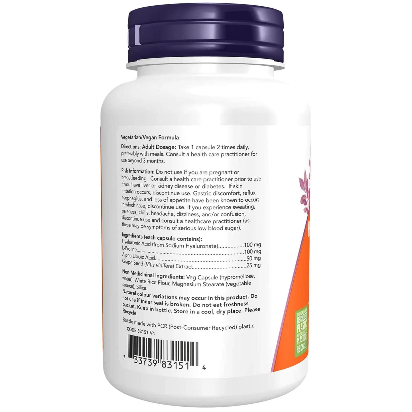 120 Vegetable Capsules | NOW Hyaluronic Acid