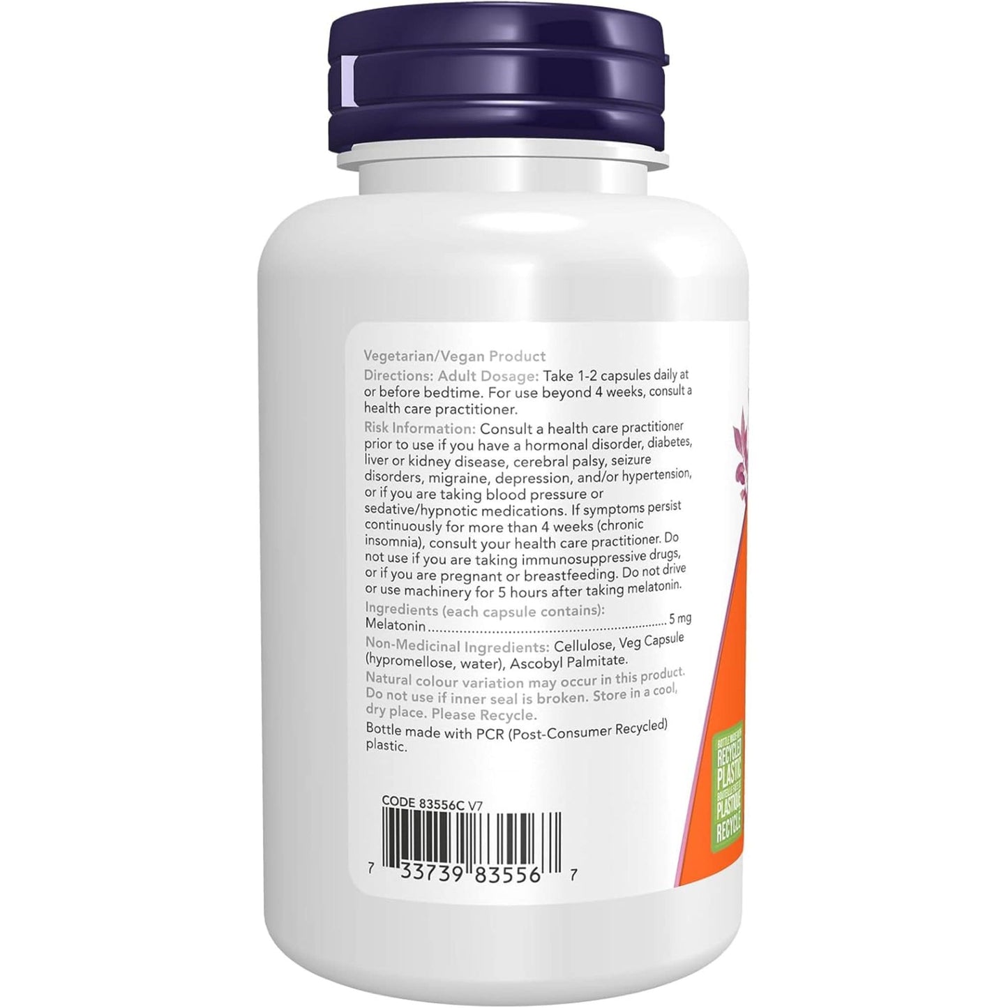 180 Vegetable Capsules | NOW Melatonin 5 mg High Potency