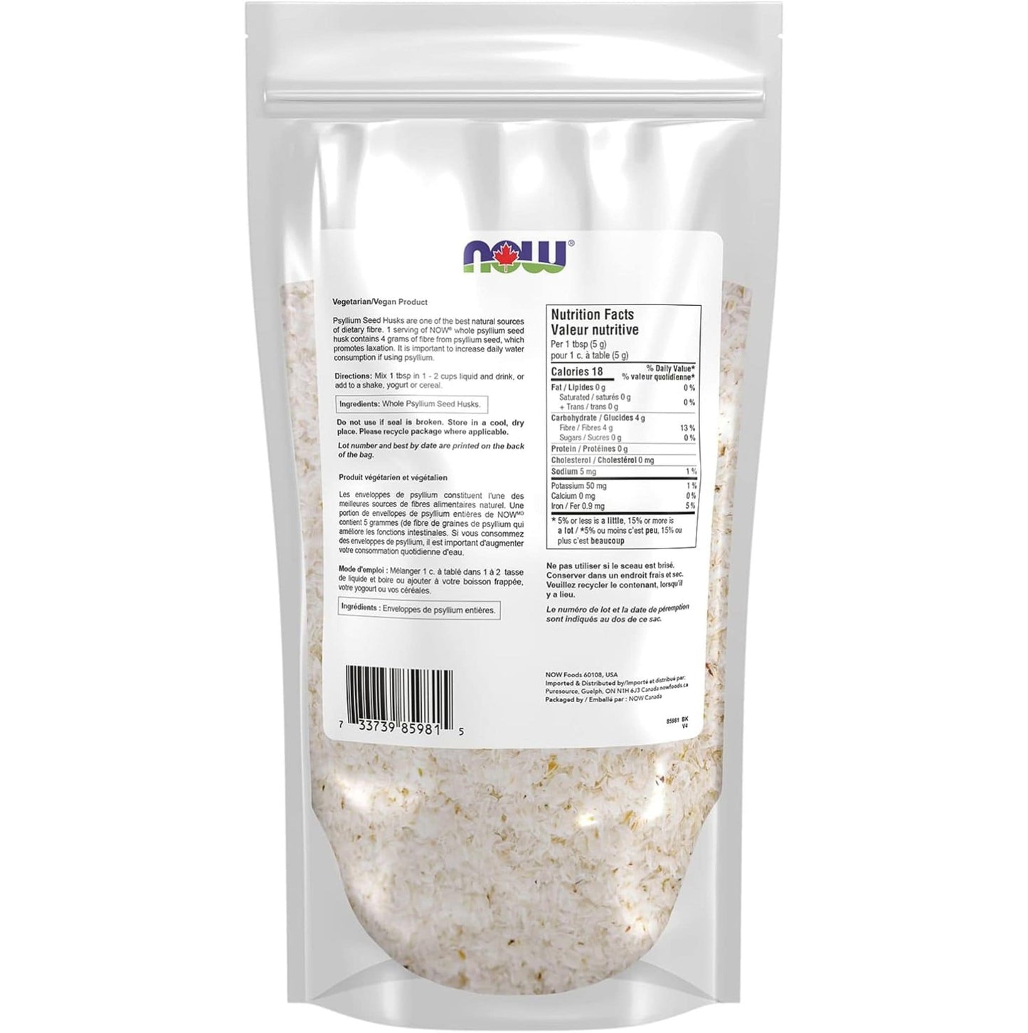 454 g | NOW Whole Psyllium Husks Powder