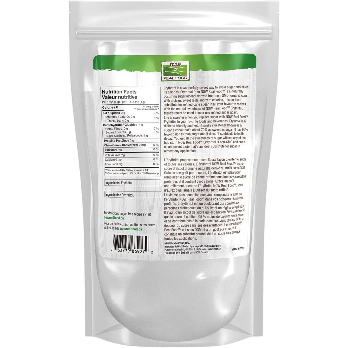 454g | NOW Real Food Erythritol Sweetener