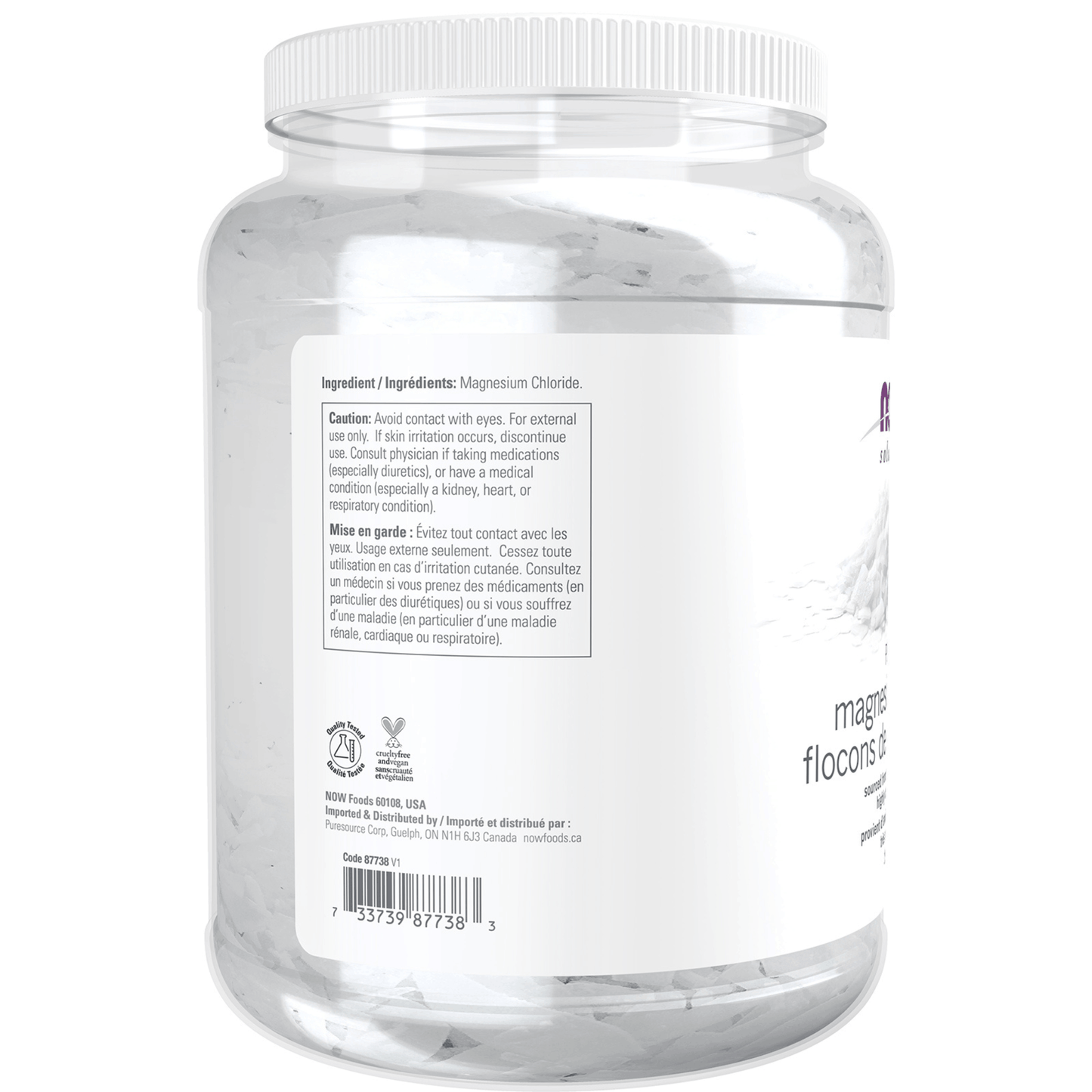 NOW Pure Magnesium Flakes, 100% Pure Magnesium Chloride Flakes, 1531g